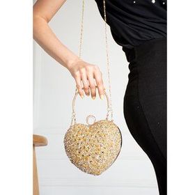ImPolo Ella Kalp Taşlı Altın 19x20 cm Kadın Abiye Çanta