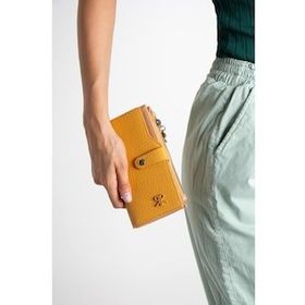ImPolo Solin Hardal Taba 10x18.5 cm Kadın El ve Cep Cüzdanı