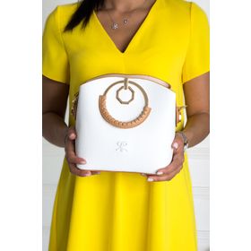 ImPolo Sophia Çember Saplı Üç Gözlü P.Beyaz 22x25 cm Kadın El ve Omuz Çantası