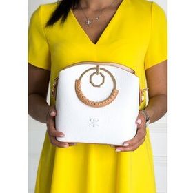 ImPolo Sophia Çember Saplı Üç Gözlü P.Beyaz 22x25 cm Kadın El ve Omuz Çantası