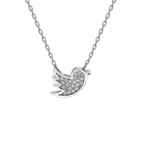 İn Dubai Silver DBSK2344 Swarovski Taşlı Pırlanta Modeli Kuş Gümüş Kolye