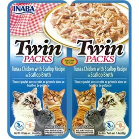 Inaba 2x40 GR Twin Packs Deniz Taraklı, Ton Balıklı ve Tavuklu Kedi Çorbası