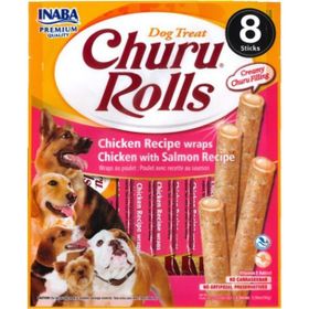 Inaba Churu Rolls Sticks Tavuk Sargılı Somonlu 12x8 gr Köpek Ödül Maması