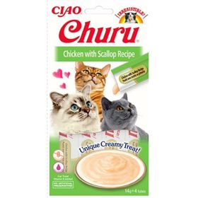 Inaba Ciao Churu 4x14 gr Cream Tavuklu ve Deniz Taraklı Kedi Ödül Kreması