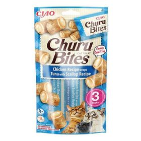 İnaba Ciao Churu Bites Tavuk Sargılı Ton Balıklı ve Deniz Taraklı 3x10 gr Kedi Ödülü