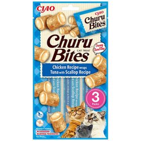 İnaba Ciao Churu Bites Tavuk Sargılı Ton Balıklı ve Deniz Taraklı 3x10 gr Kedi Ödülü