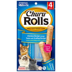 Inaba Ciao Churu Rolls Tavuk Sargılı Ton Balıklı ve Deniz Taraklı 4x10 gr Kedi Ödülü