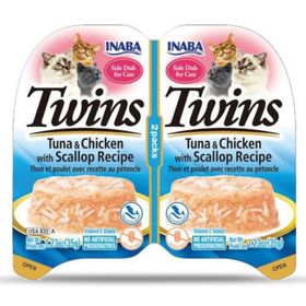 Inaba Twins 2x35 gr Jöle İçinde Ton Balıklı Deniz Taraklı ve Tavuklu Yetişkin Konserve Kedi Maması