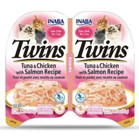 INABA Twins Jöle İçinde Ton Balıklı Somonlu ve Tavuklu 2x35 gr Kedi Konservesi