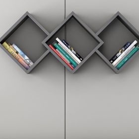 Inarch Dizayn Antrasit Galaxy Duvar Rafı