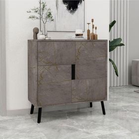 Inarch Dizayn Darien Ç001 Çok Amaçlı Gordion Mermer Ahşap Siyah Dolap
