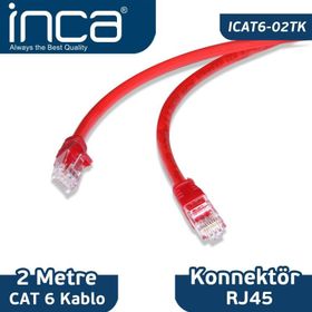 Inca ICAT6-02TK CAT6 2 Metre Kırmızı Kablo