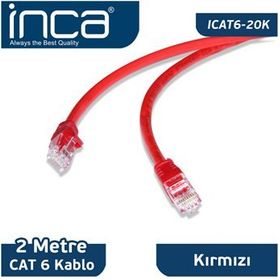 Inca ICAT6-20K  2 mt Kırmızı Cat6 Kablo