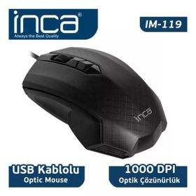 Inca IM-119 Siyah USB 1000 DPI 3 Tuşlu Kablolu Mouse