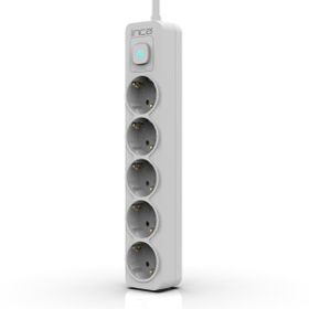 Inca IPW-44GB 5 Port Akım Korumalı 1.5 m Beyaz LED Tuşlu Priz