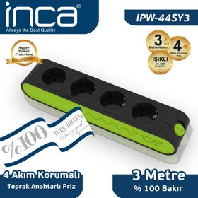 Inca IPW-44SY3 4'lü Akım Korumalı Priz