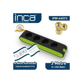 Inca IPW-44SY3 4'lü Akım Korumalı Priz
