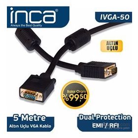Inca IVGA-50 Vga 5 m Altın Uçlu Blister VGA Kablo