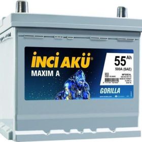 İnci Akü Maxim A Ters Kutup Gorilla Asia 12 V 55 Ah 500 cca Akü