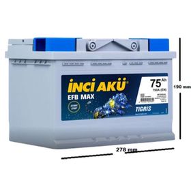 İnci Akü Start-Stop EFB MAX Tigris 12V 75A Akü