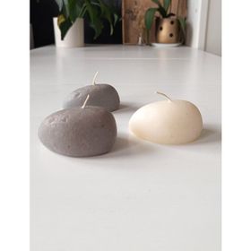 İnci Mum Taş Şekilli 3 Adet Küçük 7x5 cm Gri Mum