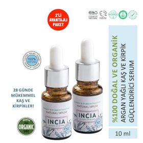 Incia %100 2x10 ml det Doğal Kaş ve Kirpik Güçlendirici Serum Bitkisel Yoğunlaştırıcı Yoğun Bakım Yağı