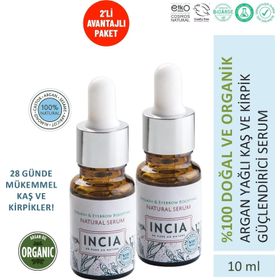 Incia %100 2x10 ml det Doğal Kaş ve Kirpik Güçlendirici Serum Bitkisel Yoğunlaştırıcı Yoğun Bakım Yağı