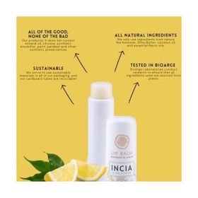 Incia %100 Doğal 6 gr Dudak Besleyici Bergamot Limon Bitkisel Nemlendirici Dudak Bakım Kremi