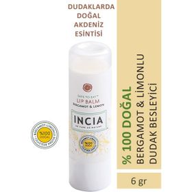 Incia %100 Doğal 6 gr Dudak Besleyici Bergamot Limon Bitkisel Nemlendirici Dudak Bakım Kremi
