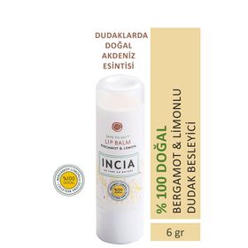 Incia %100 Doğal 6 gr Dudak Besleyici Bergamot Limon Bitkisel Nemlendirici Dudak Bakım Kremi
