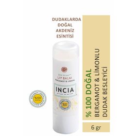 Incia %100 Doğal 6 gr Dudak Besleyici Bergamot Limon Bitkisel Nemlendirici Dudak Bakım Kremi