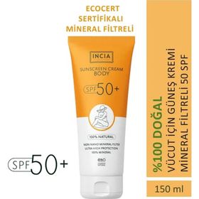 Incia Mineral Filtreli Yüksek Koruma SPF50 %100 Doğal Leke Karşıtı UVA UVB 150 ml Vücut Güneş Kremi