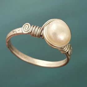 İncili Gümüş Kaplama Ayarlanabilir El Yapımı Kadın Yüzük