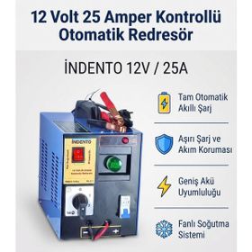 Indento 12V 25A Kontrollü Otomatik Akü şarj Cihazı