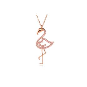 İNDİGO TAKI Pembe Taşlı Flamingo Rose Gümüş Kolye