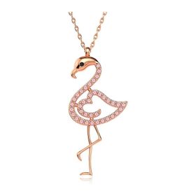 İNDİGO TAKI Pembe Taşlı Flamingo Rose Gümüş Kolye