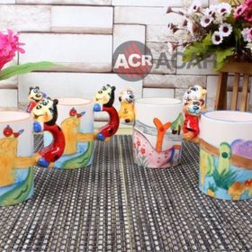 İnek Desenli Bardak Acar Kupa 5873 - İnek Porselen Kupa Bardak