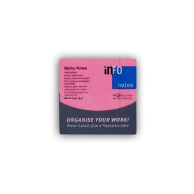 Info 75x75 mm 80 Yaprak Pembe Yapışkanlı Not Kağıdı
