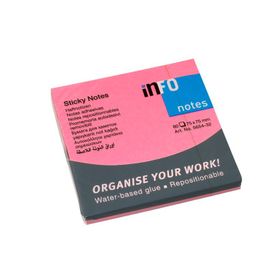 Info 75x75 mm 80 Yaprak Pembe Yapışkanlı Not Kağıdı