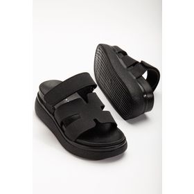 İnfon 24422-Hermes Siyah Dolgu Topuk Kadın Sandalet