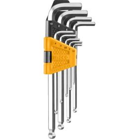 İngco ING-HHK12091 1.5-10 mm Endüstriyel 9'lu Uzun Top Başlı Alyan Anahtar Seti