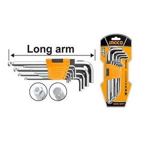 İngco ING-HHK12091 1.5-10 mm Endüstriyel 9'lu Uzun Top Başlı Alyan Anahtar Seti