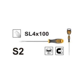 İngco ING-HS684100 Endüstriyel Mıknatıslı Düz 4 mm Tornavida