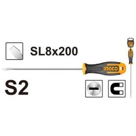 İngco ING-HS688200 Endüstriyel Mıknatıslı Düz 8 mm Tornavida