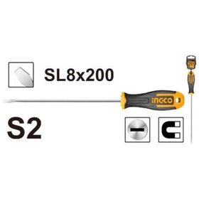 İngco ING-HS688200 Endüstriyel Mıknatıslı Düz 8 mm Tornavida