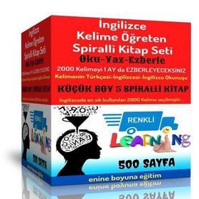 İngilizce Kelime Öğreten Kitap Seti Küçük Boy 5 Spiralli Kitap Enine Boyuna Eğitim