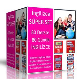 İngilizce Süper Set - 80 Günde 80 Derste İngilizce Seti 4 Kitap Enine Boyuna Eğitim