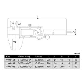 Insize 300 mm 1108-300 Dijital Standart Kumpas