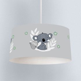 İnstababyrooms Beyaz Gri Sevimli Koala Desenli Çocuk Odası Dijital Baskılı Sarkıt Avize