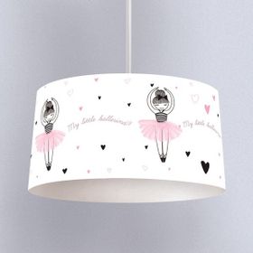 İnstababyrooms Beyaz Küçük Balerin Pembe Kalp Desenli Çocuk Odası Dijital Baskılı Sarkıt Avize